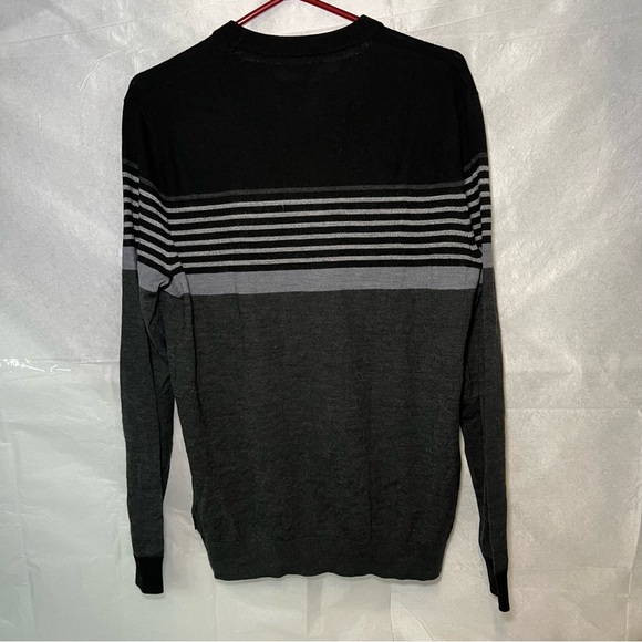 Ted Baker London Sweater Men’s Gray Black Color Block Stripes Wool Blend size 4 - Picture 6 of 9